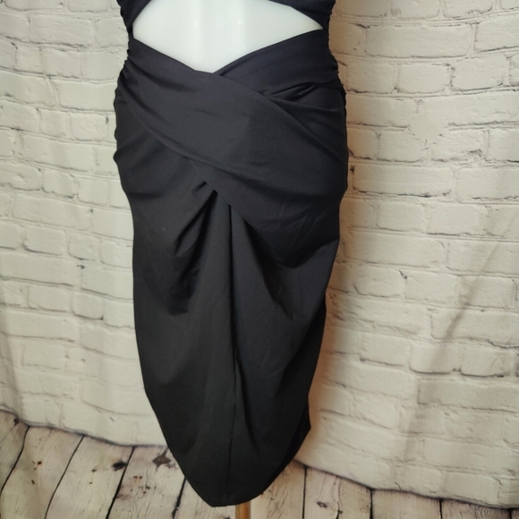 Susana Monaco Black Wrap Cut Out Bodycon Dress Stretchy NWT Size Small - Picture 7 of 13